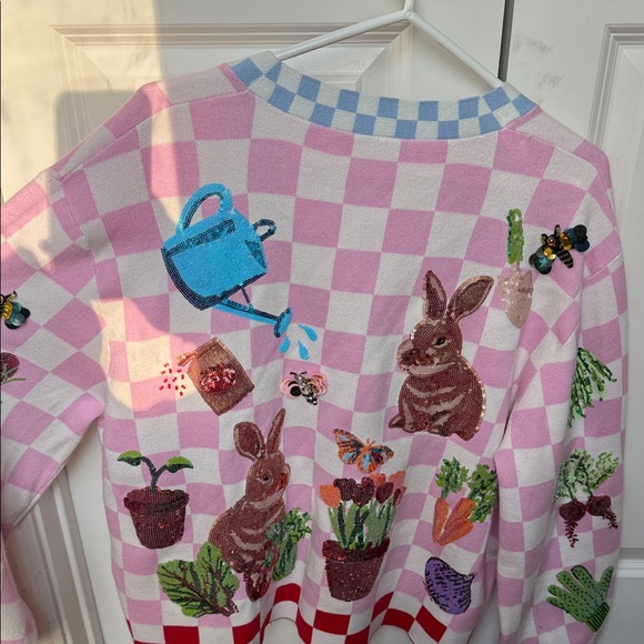 QUEEN OF SPARKLES Pink and Blue Checkered Cardigan - Picture 3 of 3